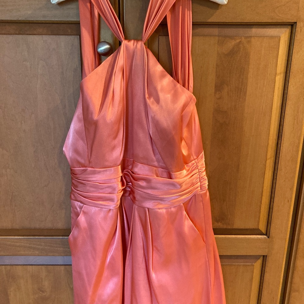 Coral bridesmaid dress from David’s Bridal